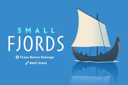 Book cover of 'Small Fjords' with a sailboat on a blue background