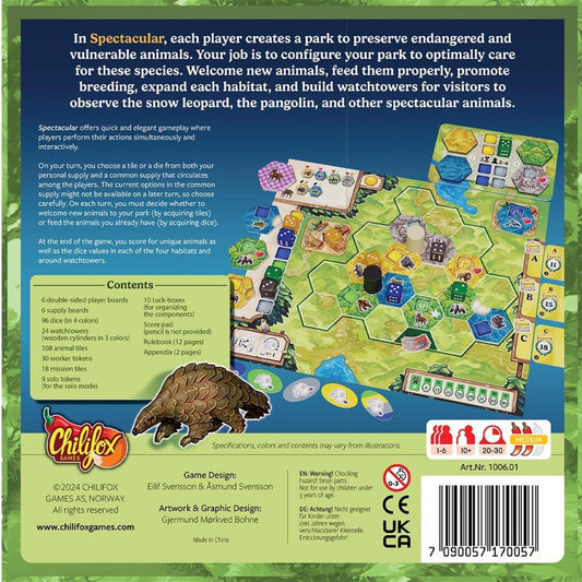 Board game packaging with game rules and graphics on a green and blue background