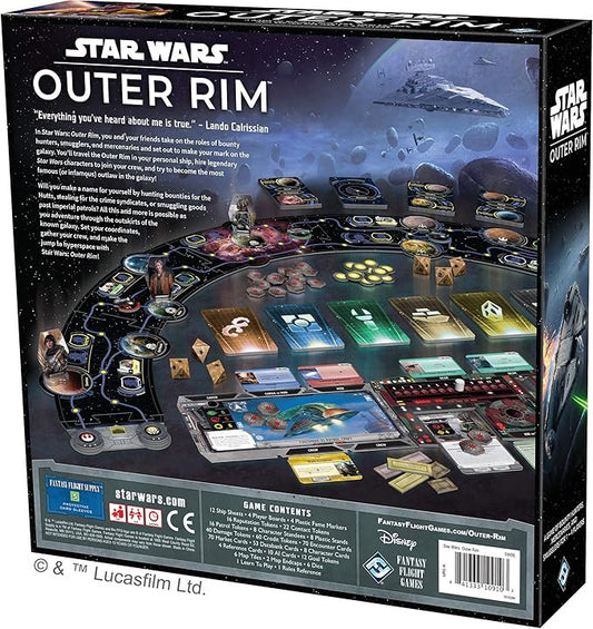 Star Wars Outer Rim board game box with game pieces and cards displayed