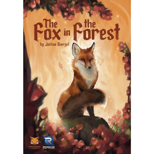 Board game box for 'The Fox in the Forest' with a fox illustration on a warm-toned background.