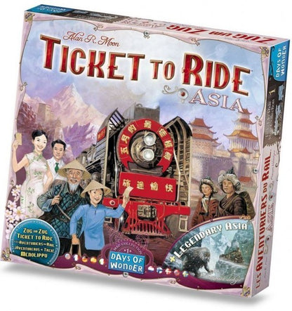 Board game box for 'Ticket to Ride Asia' by Days of Wonder