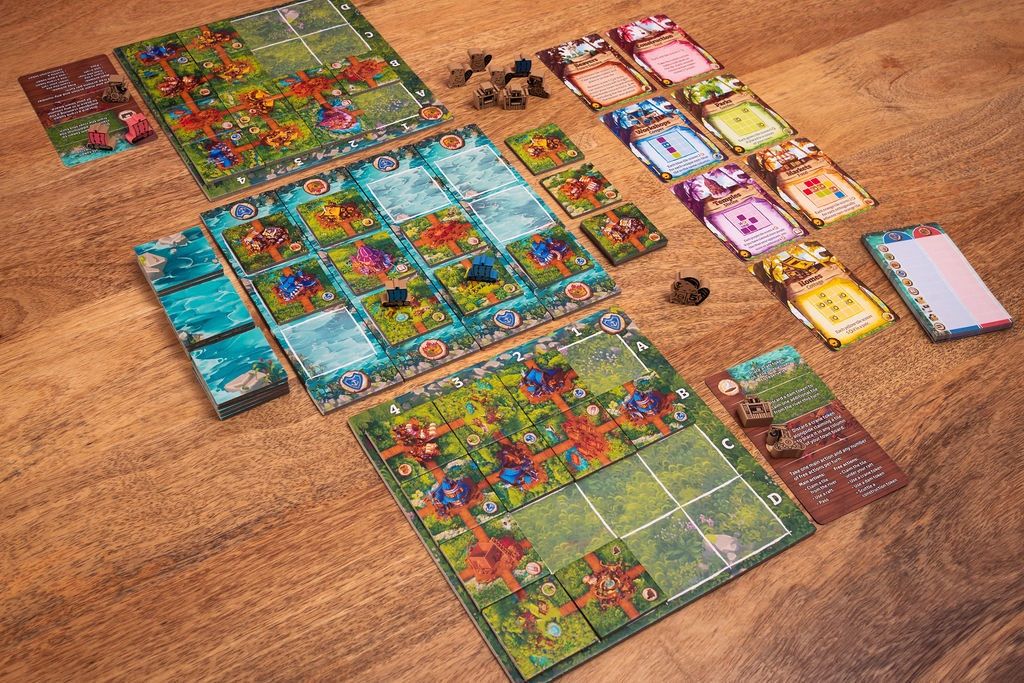 Timber Towns board game components