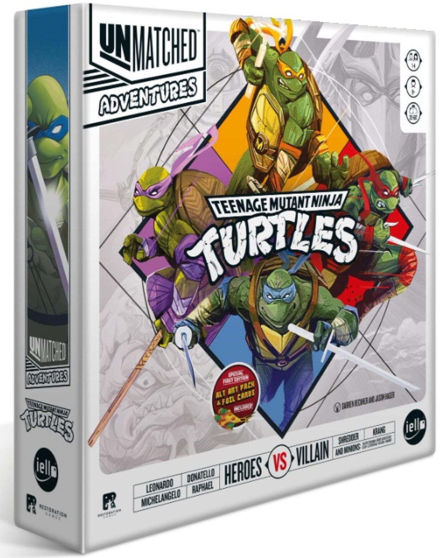 Box for Teenage Mutant Ninja Turtles game featuring turtles in action poses.