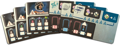 Welcome to the moon board game cards with various designs and numbers on a white background