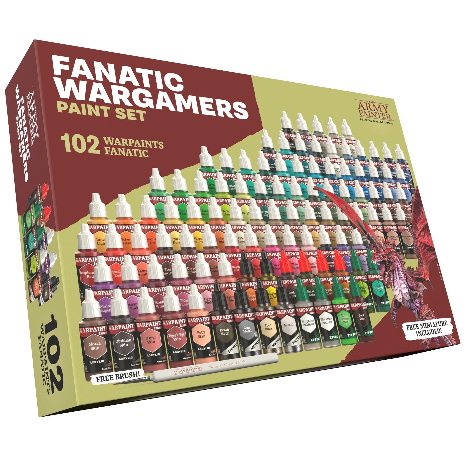 Box of Fanatic Wargamers Paint Set with 102 warpaints on a white background
