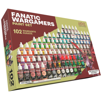 Box of Fanatic Wargamers Paint Set with 102 warpaints on a white background