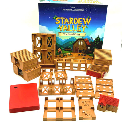 Stardew Valley board game organiser components with token tray and deck holders